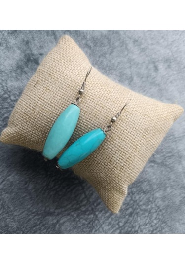 Küpe Otantik Doğal Turkuaz Taşlı Vintage Sallantılı Küpe Kadın Takı Hediye Çok Renkli