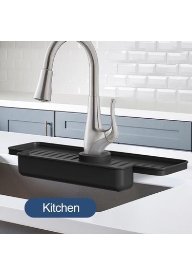 Novahub Gri Musluk Sıçrama Koruması: Katlanabilir, Dayanıklı, Sızdırmaz, Mutfak Lavabo Sünger Fırça Depolama Tepsisi Gri