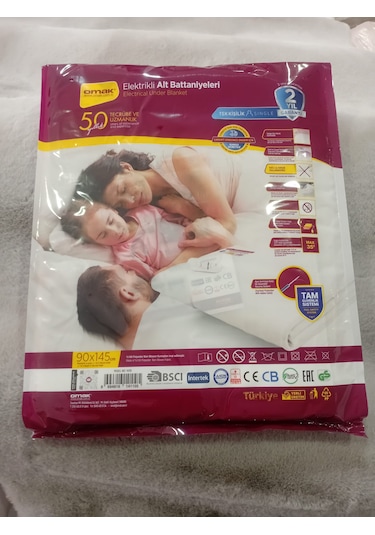 Omak 50.yıla Özel Ce Kalite Belgeli Tek Kişilik Keçe Elektrikli Battaniye 90x145 Beyaz