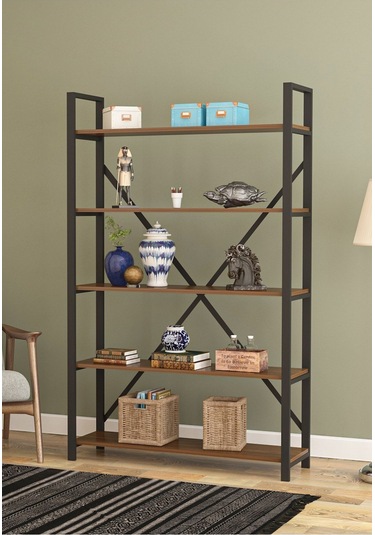 Wood House - Efsun Geniş Raflı Kitaplık - Ceviz