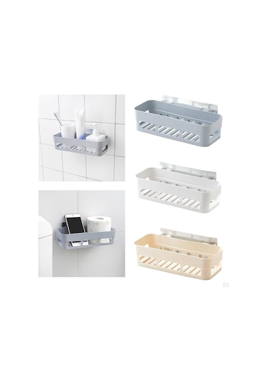 Gri Duş Caddy Banyo Ve Duvara Monte Raf Sepeti Gri