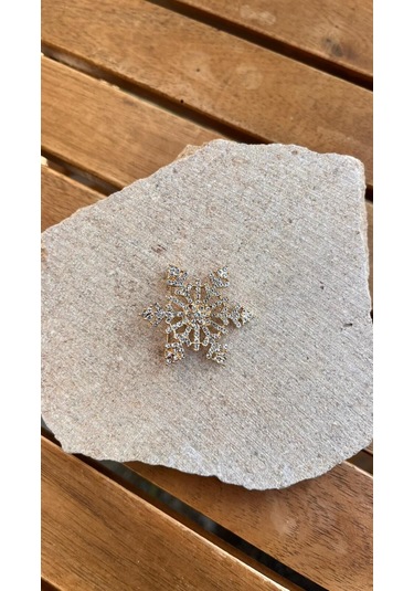 Taşlı Altın Kar Tanesi Broş Çok Renkli