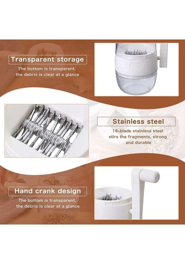 Fındık Doğrayıcı Öğütücü El Kranklı Fındık Ceviz Pekan, Mutfak Çoklu Doğrayıcı Rende Üst Malzeme Yapmak İçin Beyaz