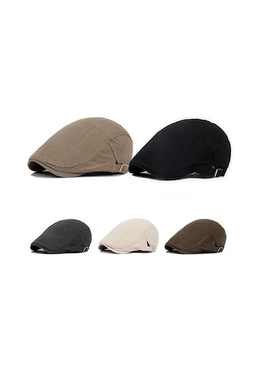 Jmsstore Erkek Klasik Düz Renk Kasket Şapka - Siyah