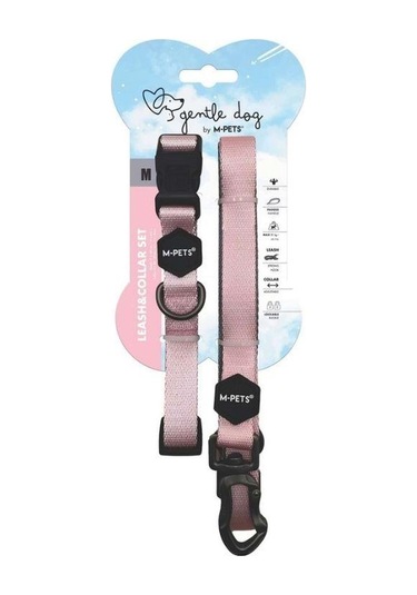 M-pets Gentle Köpek Boyun Tasması Ve Gezdirme Kayışı Seti Pembe M