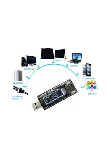 USB Voltmetre - Ampermetre OLED Ekran Şarj Kapasite Test Cihazı