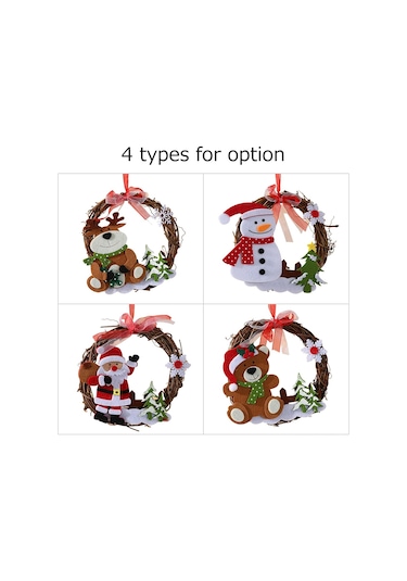 Vkemall Noel Dekoratif Hasır Çelenk: Kar Adamı Desenli Pencere Süsü