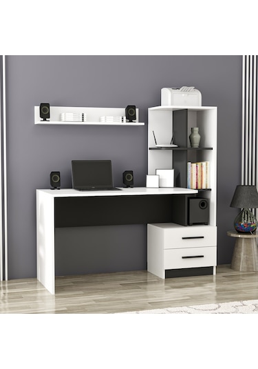 Inarchdizayn Alaska Çalışma Masası Siyah Beyaz Ücretsiz Kargo Siyah Beyaz