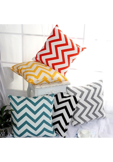 Suntek Kanvas Şerit Baskılı Kırlent Örtüsü Minder Siyah-60cm