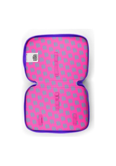 Coral High Mor Leopar Desenli Çift Katlı Kalem Çanta 11132 Mor