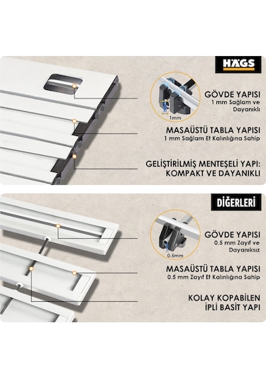 Haegs Full Alüminyum Katlanır Kamp Masası, Piknik, Plaj, Ourdoor Hafif Kamp Masası Küçük Boy - Siyah