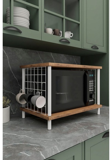 Çok Amaçlı Mikrodalga Dolabı Atlantik Çam Tezgah Üstü Düzenleyici, Raflı Fırın Standı Atlantik Çam