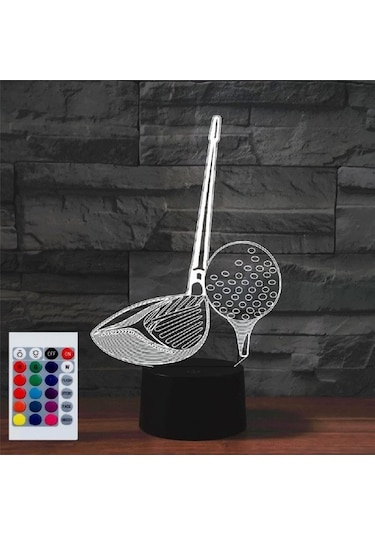 Goldenqian Çocuklar Için Gece Lambası 3d Golf Ekipmanları Uzaktan Kumandalı Led Lamba 16 Renk Değiştirme Noel Doğum Günü Hediyesi Çocuk Için Fbd452 Siyah