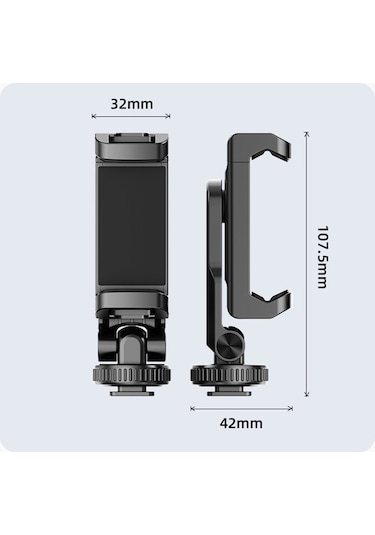 Kangvka Plastik Telefon Tutucu 360 Derece Döner 2 Soğuk Ayaklı 60-90mm Genişlik Siyah