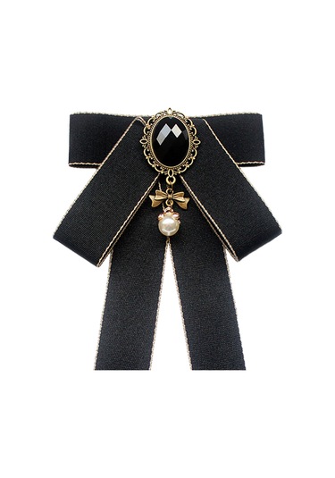 Suntek Şerit Yay Broş Üniforma Bluz Öğrenci Için Ön Siyah