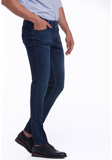 Hatemoğlu Lacivert Slim Fit Düşük Bel Düz Paça Basic Kot Pantolon Lacivert