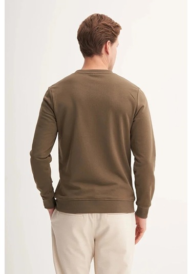 Cazador Slim Fit Mevsimlik 3 İplik Pamuk Karışımlı Sweatshirt-54185 Haki