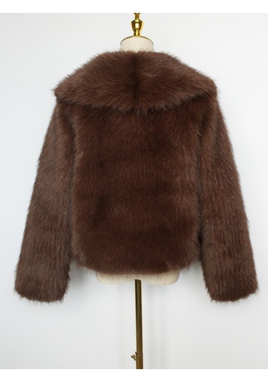 Kışlık Kadın Suni Kürk Mont Kahverengi