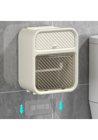 Yunboo Duvar Montlu Su Geçirmez Tuvalet Kağıdı Kutusu - Delme Olmayan Kurulum, Dayanıklı Malzeme, Beyaz Renk Diğer