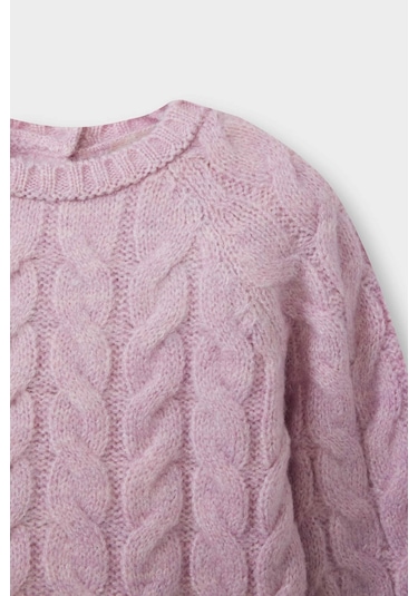 Defacto Kız Bebek Regular Fit Bisiklet Yaka Kazak D0354a525aupr251 Mor