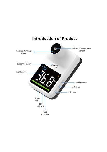 Ruicoo Beyaz Entegre Entegre Entegre Termometre: Dokunsuz Ölçüm, 50 Veri Depolama, 30 Gün Bekleme, Hd Ekran, C/ F Desteği Pil Yok