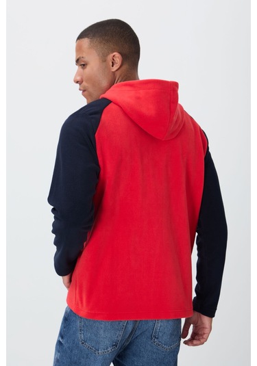 Tommy Life Connell Fiesta Rahat Kalıp Polar Erkek Sweatshirt - 88313 Kırmızı