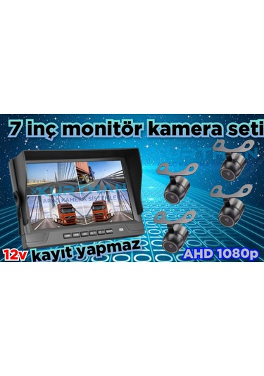 Kayıtsız 7 İnç Ekran 4 Adet Ahd 1080p Kamera Seti 12 Volt