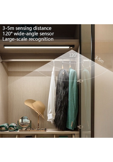 Sones Akıllı Otomatik İnsan Vücudu İndüksiyon Kablosuz Led Lamba 40cm Siyah + Sıcak Işık