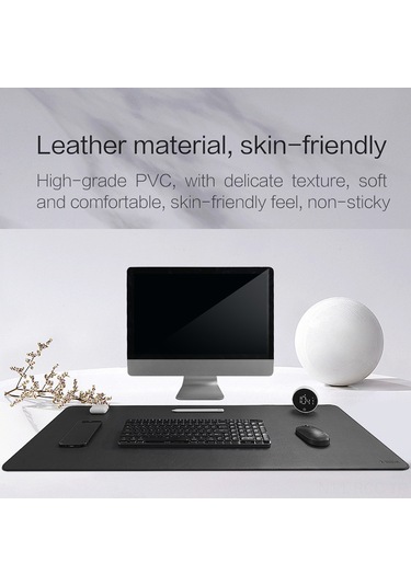 Ruicoo Mıııw Deri Mantar Masa Altlığı - Su Geçirmez, Kaymaz, Büyük Boy 900x400mm, Siyah - Ofis Ve Ev Kullanımı İçin İdeal