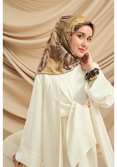 Silk Home Twill İpek Eşarp 11480-65 Vizon, Yeşil Kahve, Krem, Yeşil Bej