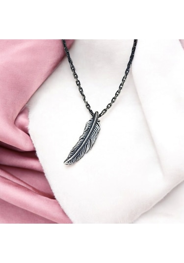 İpek Silver 925 Ayar Gümüş Tüy Unisex Kolye Gümüş