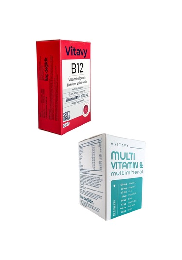 Vitavy B12 Vitamini Sprey 10 ML 75 Puff + Multivitamin & Multimineral 30 Tablet