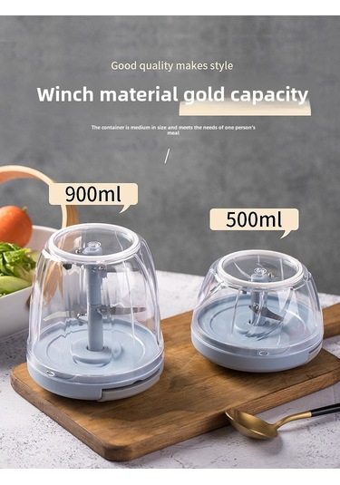 Reedark Evde Bebek Yemeği, Sarımsak, Meyve Püresi İçin Manuel Çırpıcı Ve Kesici Aleti - Sis Mavisi 900ml Diğer