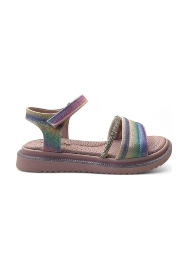 540 Kız Çocuk Taşlı Sandalet Renkli