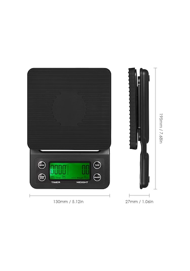 Geeroyoo Siyah/koyu Bordo Renk Seçenekli, 5kg Kapasiteli, Lcd Ekranlı Mutfak Terazisi Aaa Pil Dahil Değil Siyah