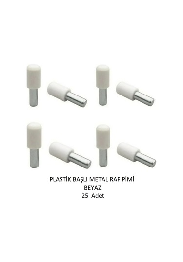 Plastik Metal Başlı Raf Pimi Beyaz 25 Adet