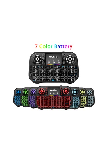Moveevo Wechip İ10 Kucuk Kablosuz Klavye 7 Renkli Işıklı Dokunmatik Panel - Android Tv Kutusu, Pc, Akıllı Tv Ve Projeksiyon Cihazları İçin Siyah