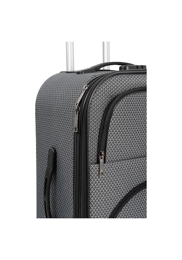 Oleets 8 Tekerli Su Geçirmez Kumaş Orta Boy Valiz Gri