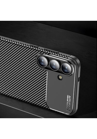 Samsung Galaxy Uyumlu S25 Fe Kılıf Karbon Silikon Case Kapak Siyah