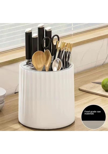 Beyaz Döner Bıçak Tutucu Mutfak Depolama Rafı Çubuk Saklama Tüpü Çubuk Saklama Kutusu Bıçak Saklama Rafı