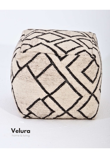 Waylon Ivory Black - Puf Ekru