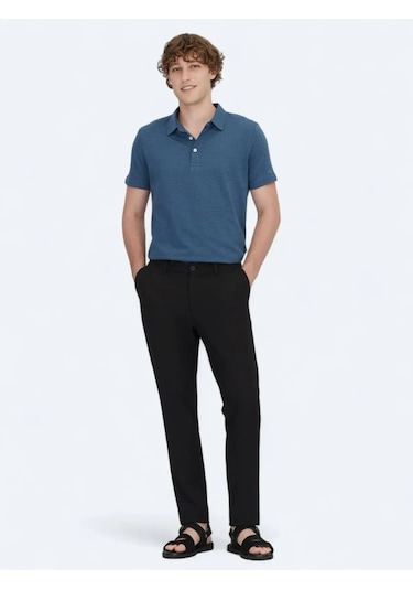 Kip Lacivert Polo Yaka %100 Pamuk T-shirt Lacivert