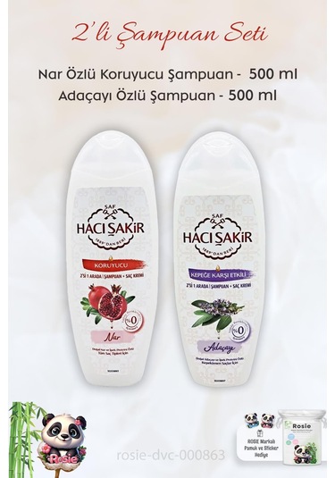 Hacı Şakir Nar 2si 1 Arada Şampuan 500 Ml, Adaçayı Şampuan 500 Ml Ve Rosıe