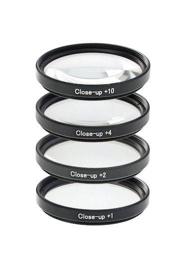 Ayex Close-up Filtre Seti 58 Mm +1 +2 +4 +10 Diyopter, Optik Cam, İnce Alüminyum, Çift Vidalı, Kılıflı