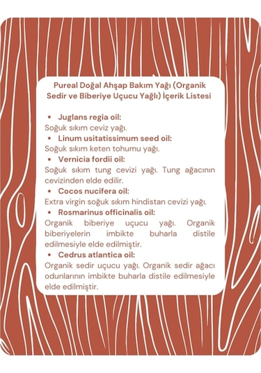 Pureal Doğal Ahşap Bakım Yağı 100 Ml 100 ML