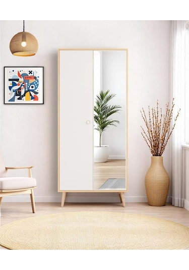 Floradesign Aden Aynalı Gardırop / Elbise Dolabı / İki Kapaklı Gardırop