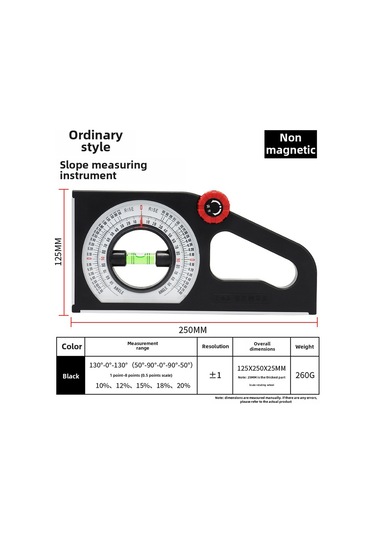 Hangfox Cassilo Geniş Kullanımlı İnşaat Eğim Ölçer, Metal Yüzeyler İçin Manyetik Özellikli, Hassas Açı Ve Eğim Ölçümü Araci Siyah, Manyetik Yok