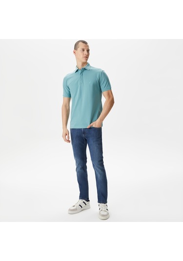 Nautica Erkek Mavi Slim Fit Kısa Kollu Polo Düz K35062t Mavi