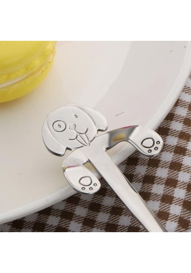 Yaratıcı Paslanmaz Çelik Köpek Asılı Fincan Sarılma Kahve Çay Çorbası Şeker Kaşığı 4