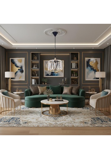 Kristal Taşlı Tekli Gold Avize